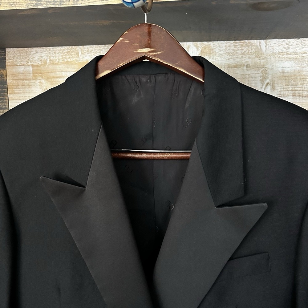 Vintage Christian Dior Monsieur Blazer Tuxedo Double Breasted Wool Size 42R Mens